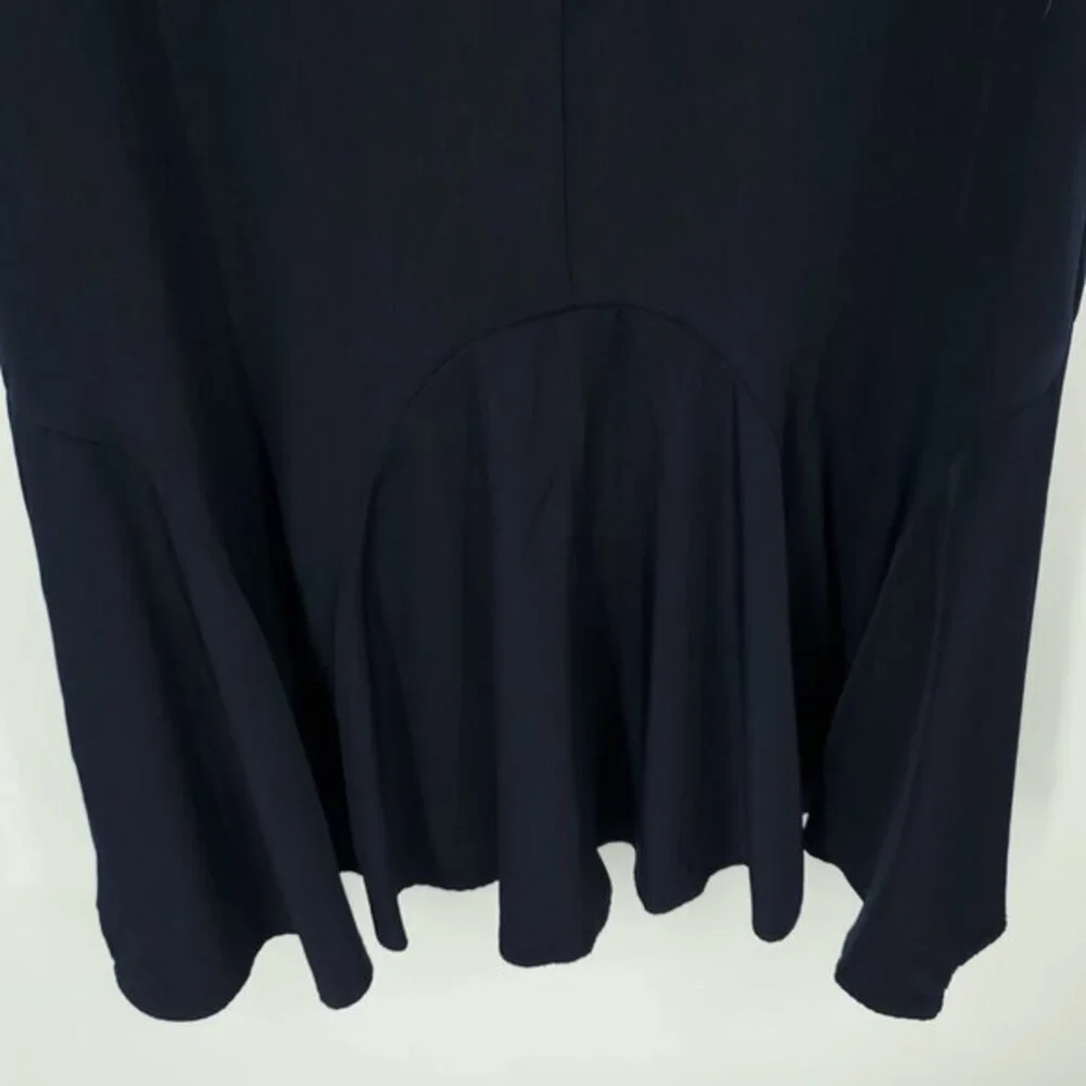 J. Crew Sleeveless V-Neck Drop Waist Flounce Dress C7059 Sz M Navy Blue